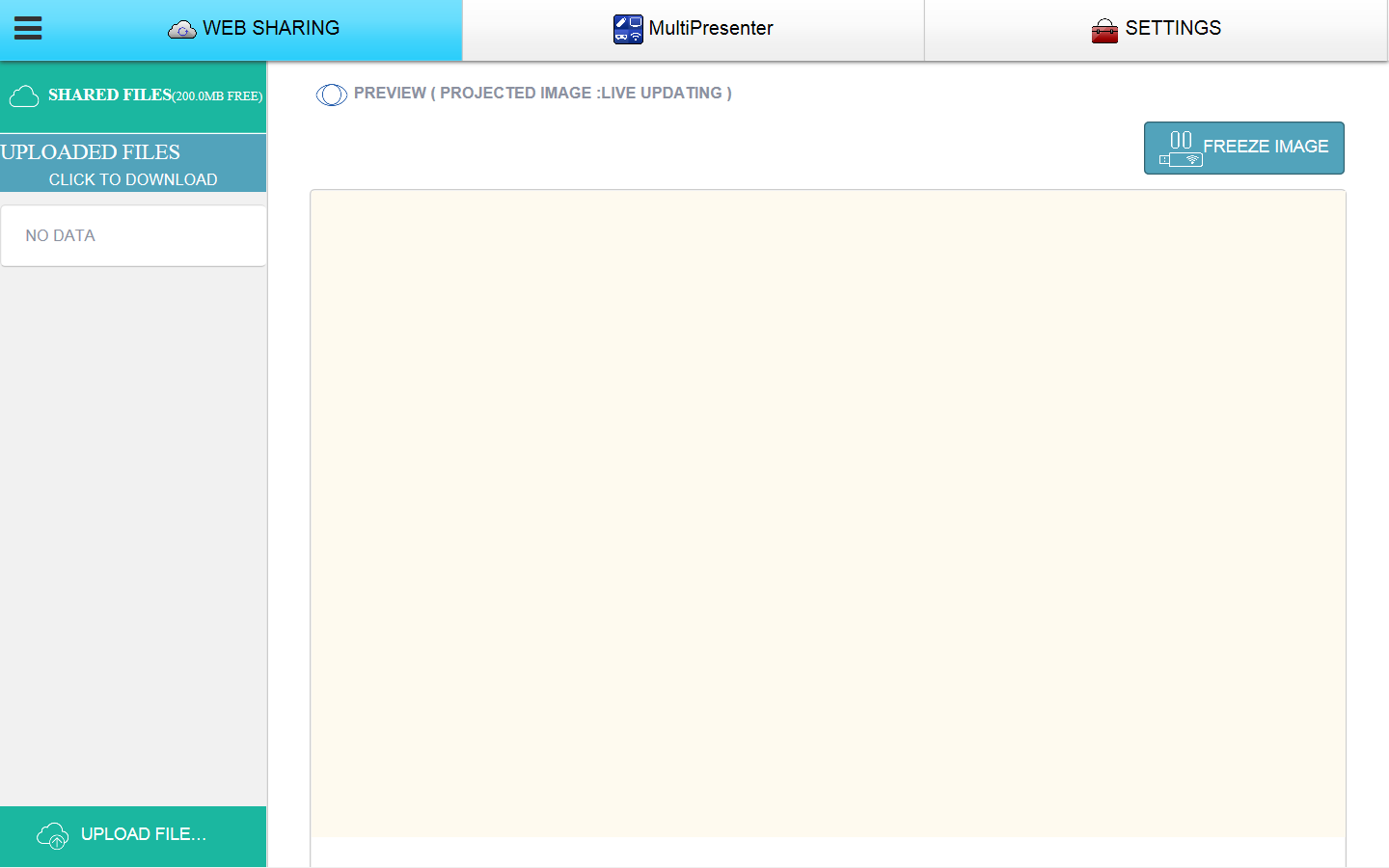 The web sharing screen will be displayed on the web browser.