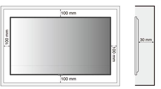 上下左右に100mmずつの空間を設けて設置してください