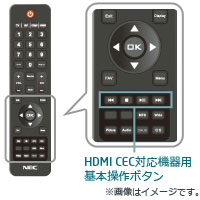 リモコン画像(HDMI CEC対応機器用 基本操作ボタン部のアップ)