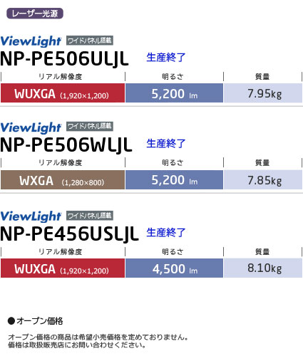 NP-PE506ULJL / NP-PE506WLJL / NP-PE456USLJL